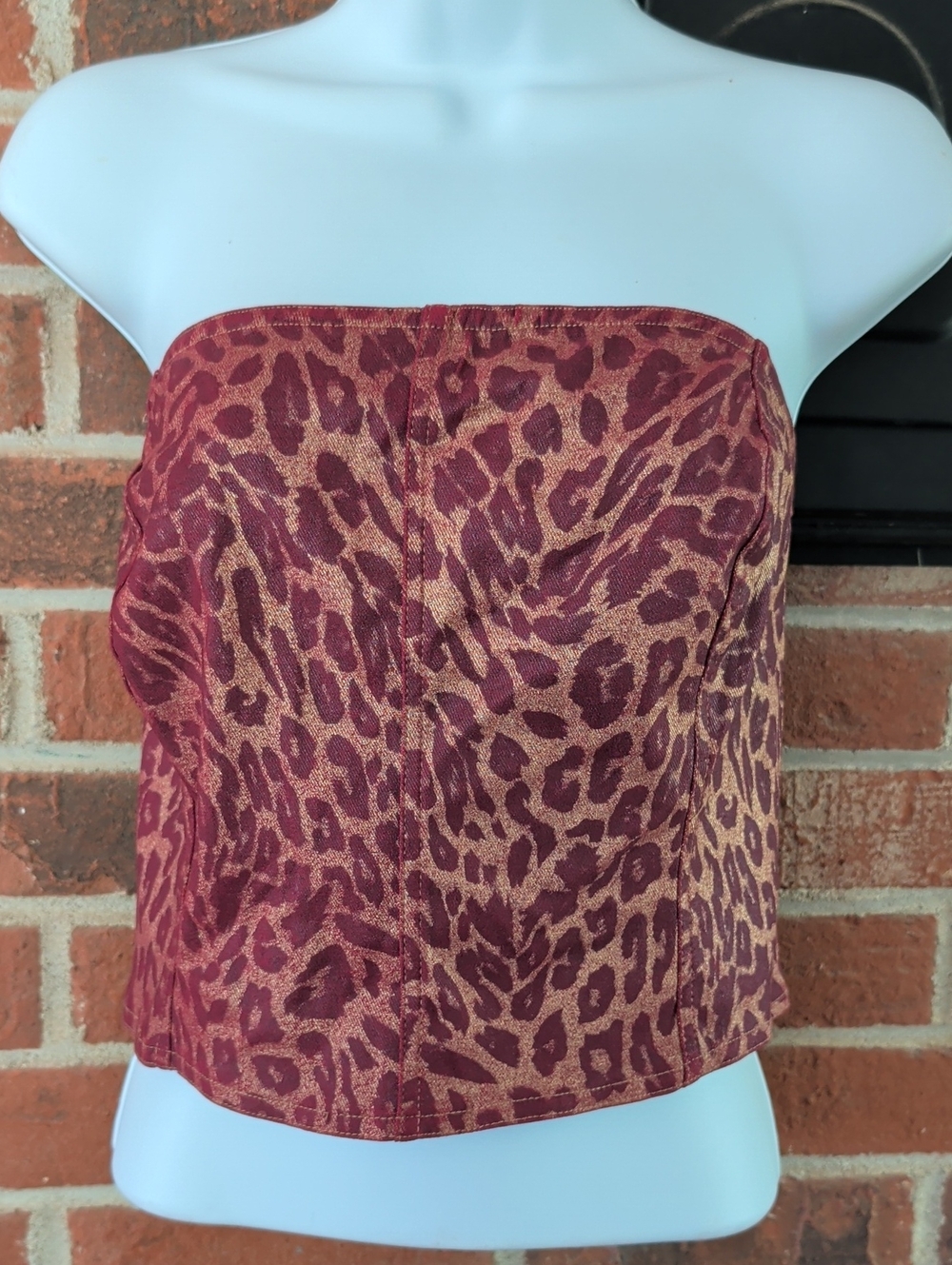 Fashion Nova Strapless Burgandy Leopard Print Bustier Top Size 3X